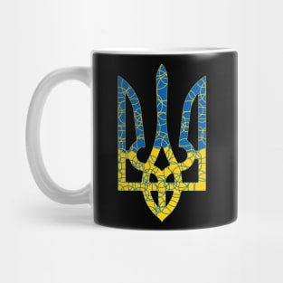 Ukrainian national emblem trident tryzub with stroke texture black Mug